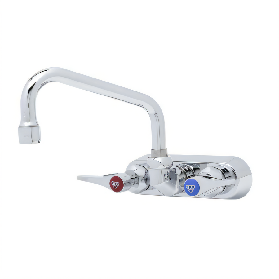 Product image #1 for T&S Brass 4-Inch Wall-Mount Workboard Mixing Faucet with 6-Inch Swing Nozzle, Cerama Cartridges, Master Pack of 6