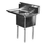 Serv-Ware 304 Stainless Steel 1-Compartment Economy Sink with 24-Inch Left Drainboard