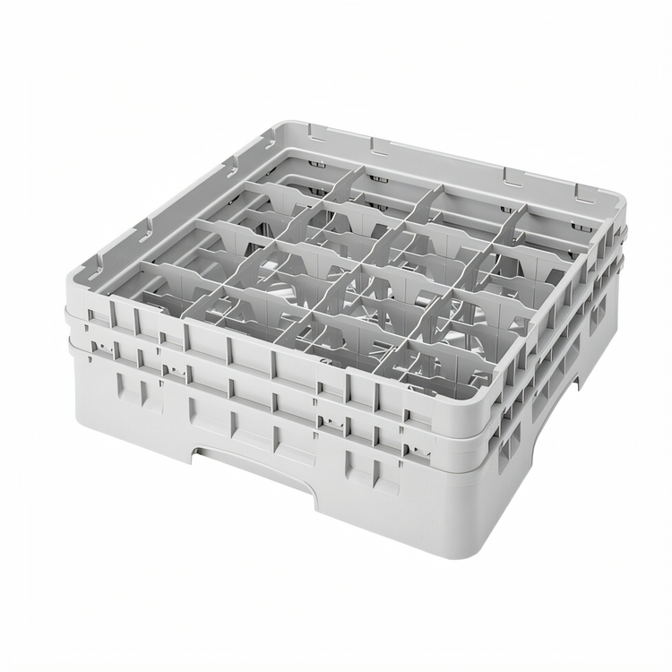 Product image #2 for Cambro Camrack Full Size 16-Compartment Glass Rack with 2 Extenders, Soft Gray