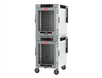 Metro HotBlox™ 16-Pan Wide Dual-Cavity Mobile Pass-Thru Insulated Holding Cabinet, Analog, Clear Front/Solid Rear Doors