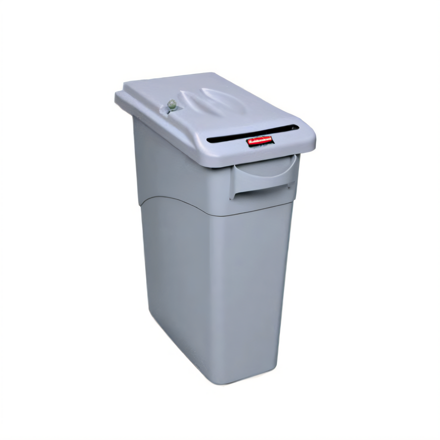 Product image #1 for Rubbermaid Slim Jim Confidential Document Container with Flat Top Lid, 15-7/8 Gallon, Light Gray