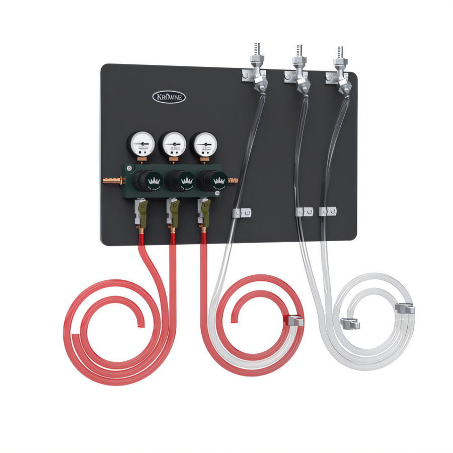Product image #1 for Krowne Tamper-Proof Wall Bracket Beer Regulator with Tail Pieces for 3 Beer Lines