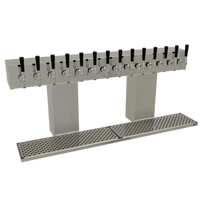 Glastender Double Column Bridge Draft Dispensing Tower, 14 Faucets, Countertop, Air-Cooled, Mirror Finish
