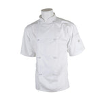Thumbnail image #1 for Mercer Culinary Genesis M61022WHXS Unisex Short-Sleeve Chef Jacket, 65/35 Poly/Cotton Twill, White, X-Small Case of 12