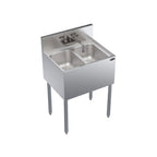Thumbnail image #1 for Krowne Royal Series KR19-22C Two-Compartment Stainless Steel Underbar Sink Unit with Splash-Mount Faucet, 24 x 19 Inches