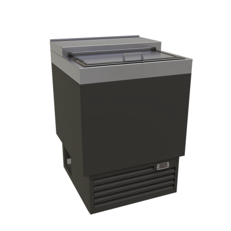 Product image #1 for Glastender ST24-B 24-Inch Single-Door Slide-Top Bottle Cooler, Black Vinyl Exterior, Stainless Steel Interior