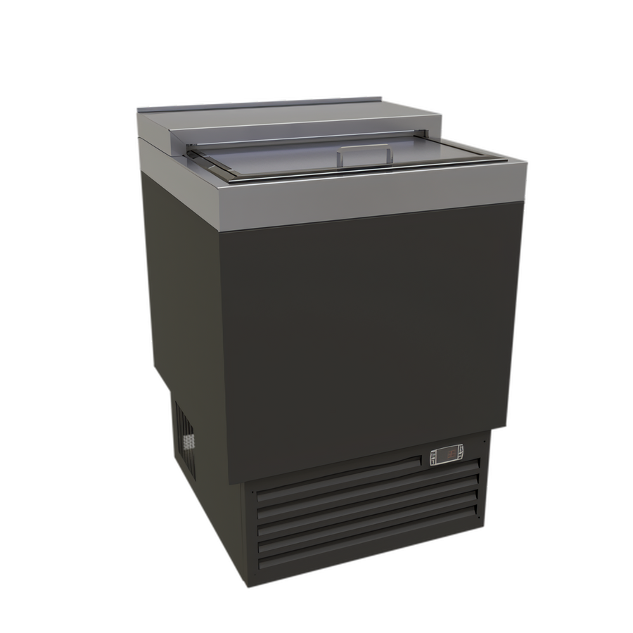 Product image #1 for Glastender ST24-B 24-Inch Single-Door Slide-Top Bottle Cooler, Black Vinyl Exterior, Stainless Steel Interior