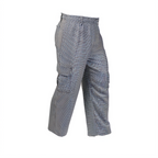 Thumbnail image #1 for Mercer Culinary Genesis M61051HTL Unisex Cargo Chef Pants, 65/35 Poly/Cotton, Black & White Houndstooth, Large Case of 12