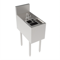 Krowne Royal Series 12-Inch Wide Underbar Tool Caddy with Push-Down Glass Rinser Faucet and 4 Wet Bins