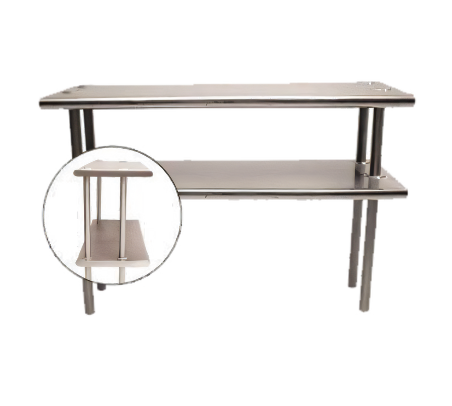 Product image #1 for Advance Tabco CDS-18-120 Table-Mounted Double Adjustable Overshelf, 120-Inch W x 18-Inch D, 6-Inch Offset