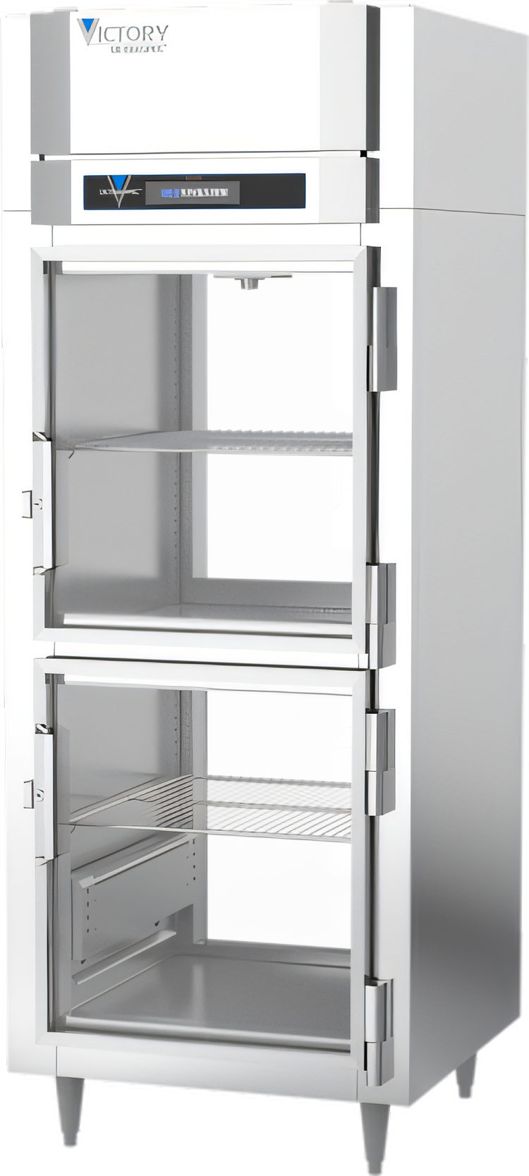 Product image #1 for Victory UltraSpec HSA-1D-1-EW-PT-HG Single-Section Extra Wide Pass-Thru Heated Holding Cabinet with Glass Half-Doors, Powered by V-Core™