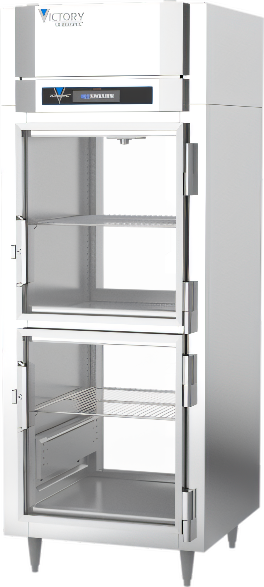 Product image #1 for Victory UltraSpec HSA-1D-1-EW-PT-HG Single-Section Extra Wide Pass-Thru Heated Holding Cabinet with Glass Half-Doors, Powered by V-Core™