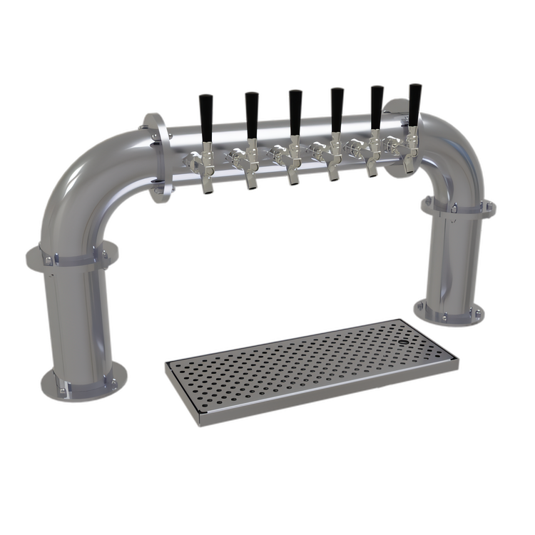 Product image #1 for Glastender 6-Faucet Stainless Steel Pipe Pass-Thru Air-Cooled Countertop Draft Dispensing Tower