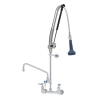 EverSteel DuraPull Wall-Mount Add-On Faucet Pre-Rinse Unit with 8-Inch Adjustable Centers and 12-Inch Swing Nozzle