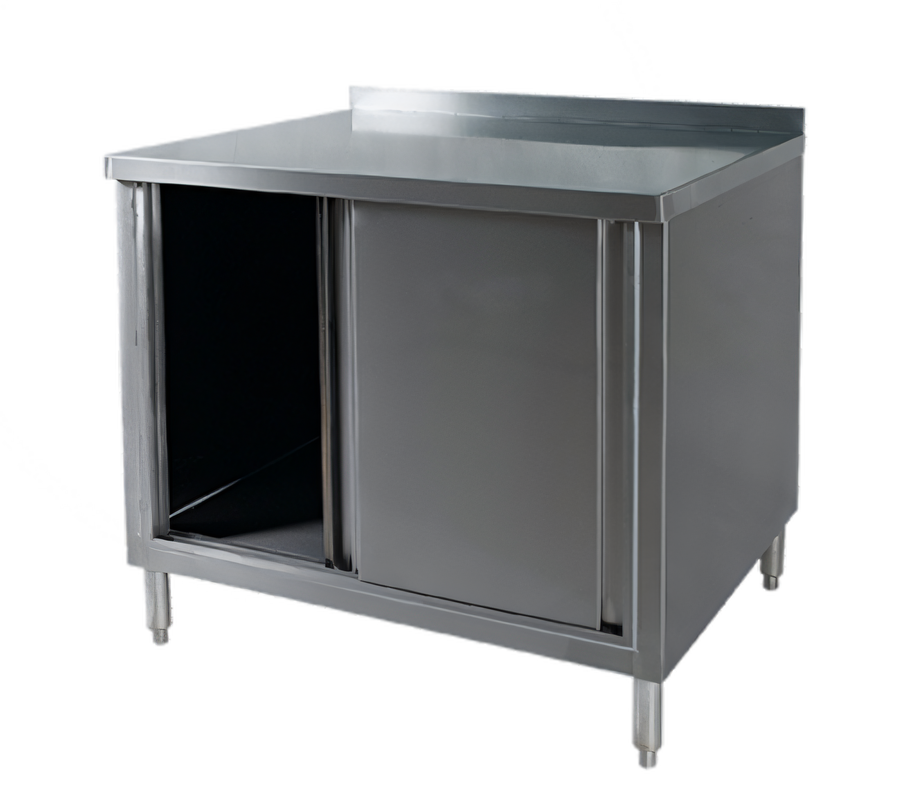 Product image #1 for 72 Inch x 24 Inch Stainless Steel Enclosed Work Table with Sliding Doors and 2 Inch Rear Up-Turn