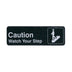 Thumbnail image #1 for Winco Caution / Watch Your Step Information Sign, 9 x 3 Inches, Black with White Imprint