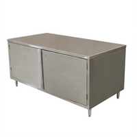 BK Resources Stainless Steel Chef Table Cabinet Base with Locking Hinged Doors, 72-Inch x 36-Inch