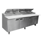 Thumbnail image #1 for Delfield LiquiTec 18672PTLP 72-Inch Two-Section Refrigerated Pizza Prep Table with Raised Rail and 20-Inch Cutting Board
