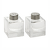 Thumbnail image #1 for Vintage Ribbed Square Stainless Steel and Glass Salt & Pepper Shaker Set, 2 oz.