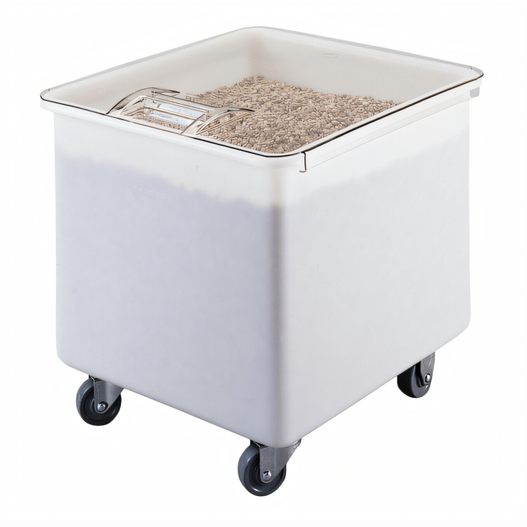 Product image #1 for Cambro 32 Gallon White Mobile Ingredient Bin with Sliding Clear Lid