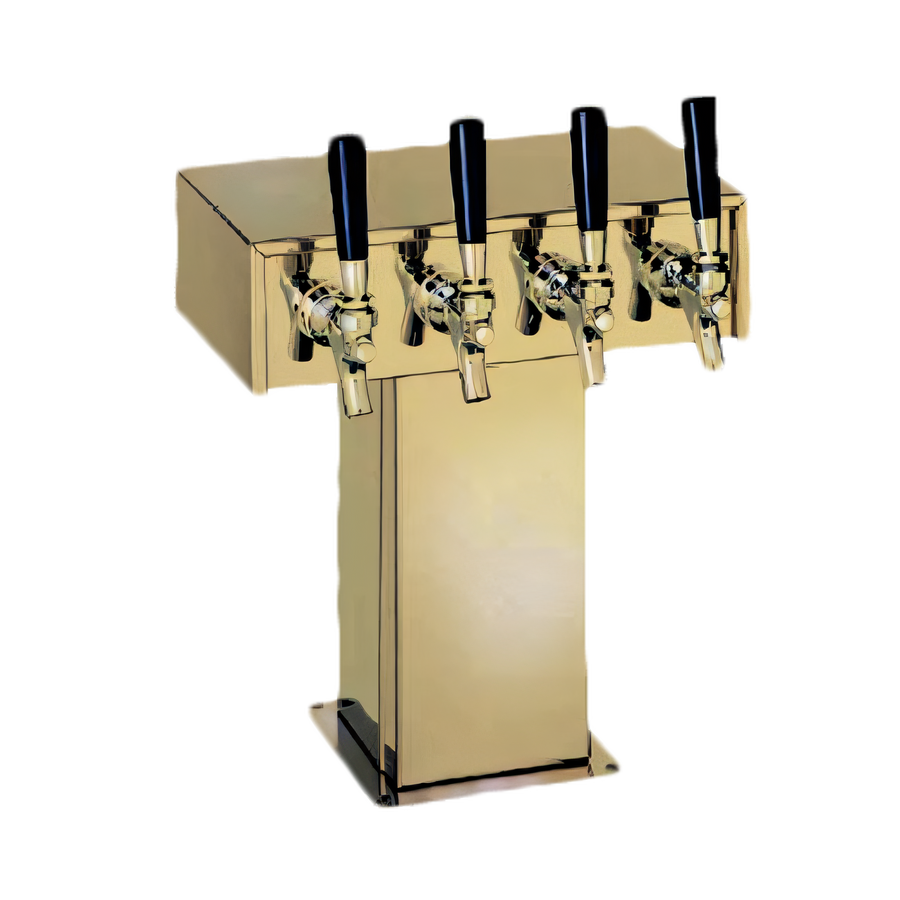 Product image #1 for Perlick Century Standard Base 3-Faucet Tee Draft Beer Tower, Countertop, Glycol-Cooled, Tarnish-Free Brass Finish