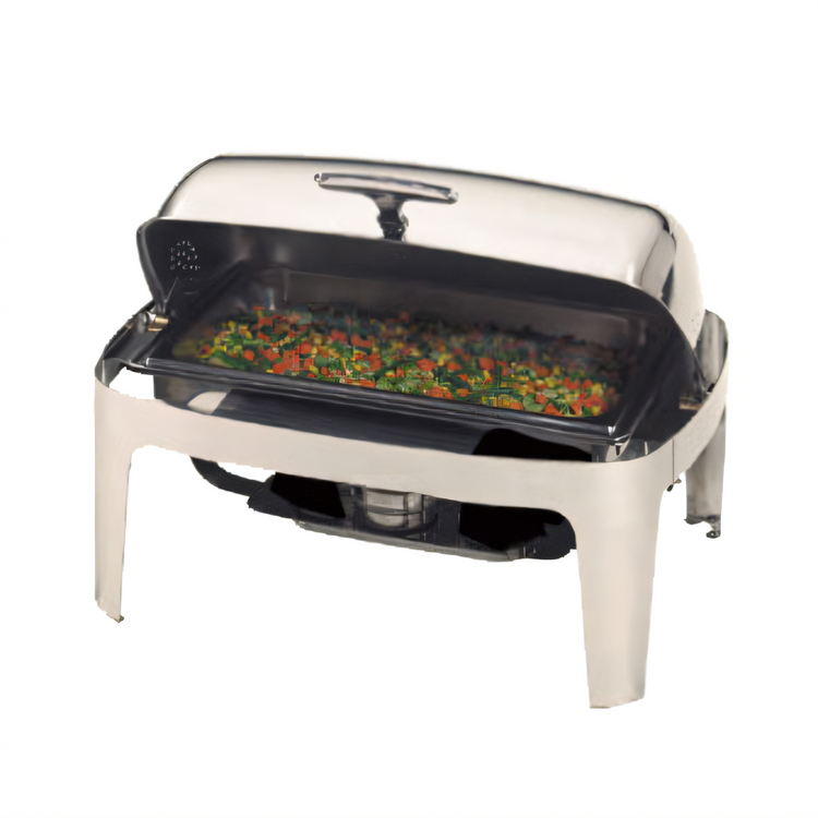 Product image #1 for Adagio 9 Qt Rectangular Roll-Top Chafer, 18/10 Stainless Steel, Silver Trim
