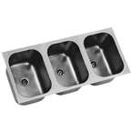 Thumbnail image #1 for Eagle Group FDI-18-24-13.5-3 Three-Compartment Weld-In Sink, 18-Gauge 304 Stainless Steel, 18" x 24" x 13-1/2" Bowls