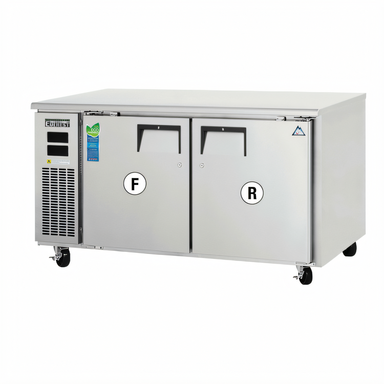 Product image #1 for Everest Refrigeration ETRF2 Dual Temperature Undercounter Refrigerator/Freezer Combo with Stainless Steel Worktop, 2-Section, Side Mount