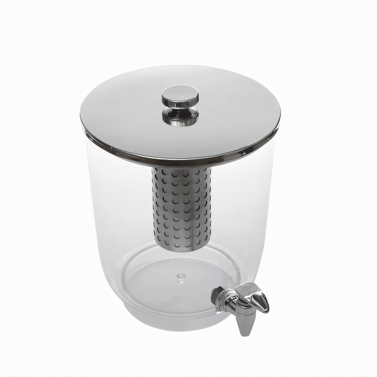 Product image #1 for American Metalcraft 12 Qt Tritan Single Juice Dispenser Body with Stainless Steel Faucet, Cover, Ice Tube and Inset