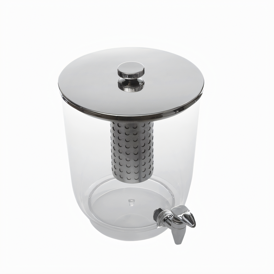 Product image #1 for American Metalcraft 12 Qt Tritan Single Juice Dispenser Body with Stainless Steel Faucet, Cover, Ice Tube and Inset