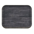 Thumbnail image #1 for Cambro Camtray® 1418DC815 Rectangular Fiberglass Cafeteria Tray, 18 x 14 Inches, Textured Woodgrain Surface, Charcoal Gray Case of 12