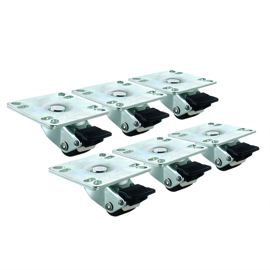Product image #1 for Krowne 1-Inch Ultra Low Profile Plate Casters with Brakes, Set of 6