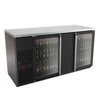 Pro-Line E-Series Two-Section Refrigerated Back Bar Cabinet with Glass Doors, 69-1/2 Inch Wide, 28 Cu Ft, Self-Contained