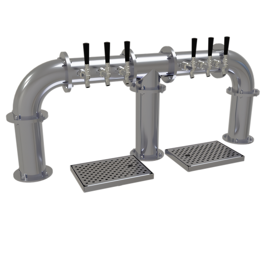 Product image #1 for Pipe Bridge Countertop Air-Cooled Draft Dispensing Tower with 6 Faucets