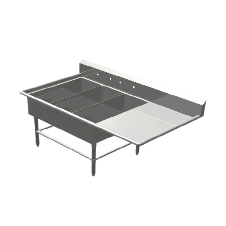 Product image #1 for John Boos Pro-Bowl 3-Compartment Platter Sink with Right-Hand Drainboard