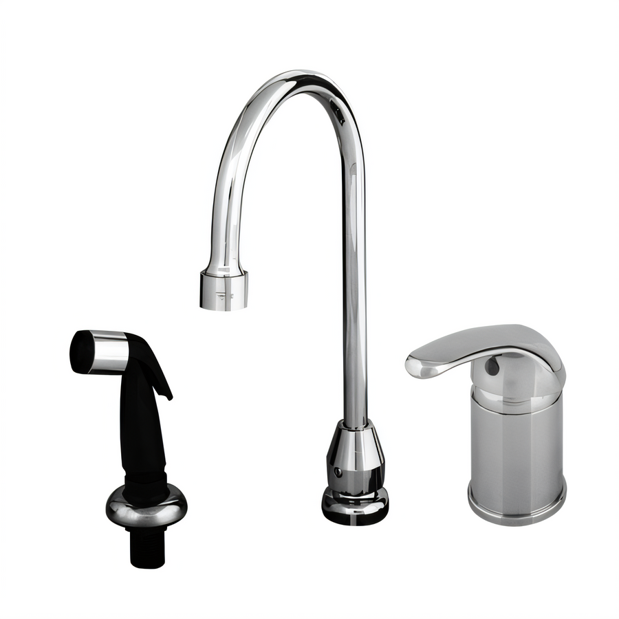 Product image #1 for T&S Brass B-2743 Single Lever Side Mount Faucet with 6-Inch Swivel Gooseneck and 4-Foot Sidespray
