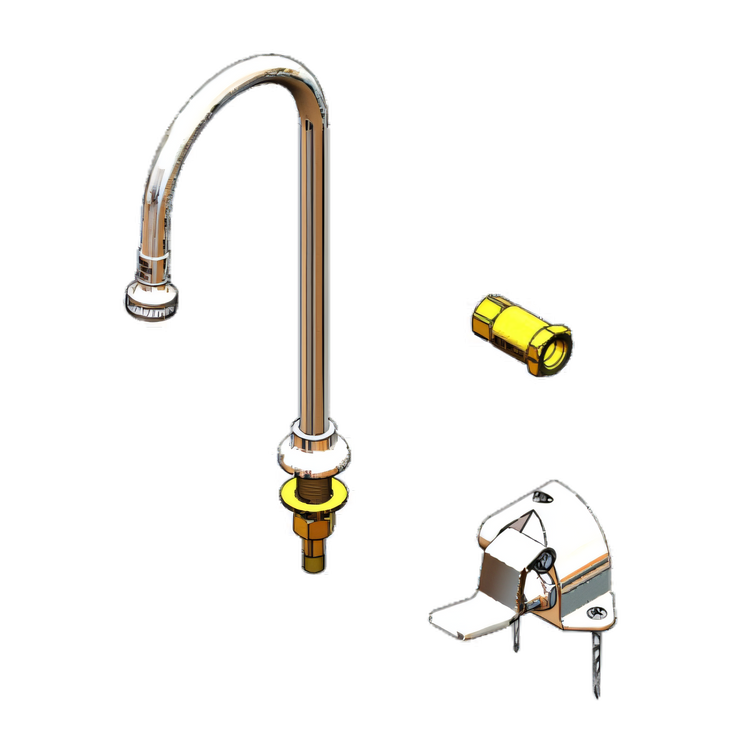 Product image #1 for Floor-Mounted Single Pedal Valve with 6-Inch Rigid Gooseneck and Rose Spray