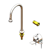 Floor-Mounted Single Pedal Valve with 6-Inch Rigid Gooseneck and Rose Spray