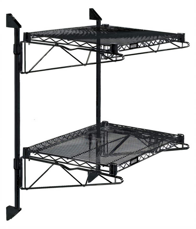 Product image #1 for Quantum Double Shelf Wall-Mount Cantilever Wire Shelving Kit, 30 x 24 Inches, Black Epoxy