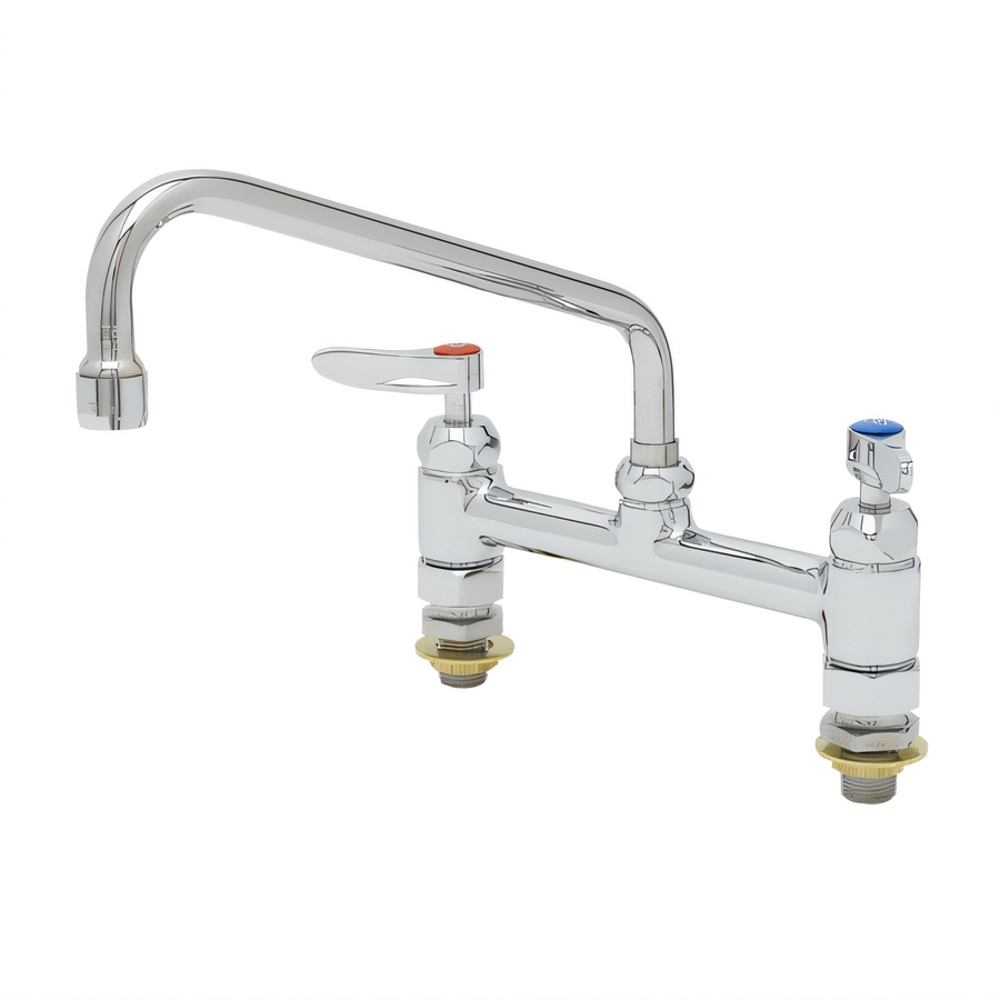 Product image #1 for T&S Brass Double Pantry Faucet, 8-Inch Deck Mount, 10-Inch Swing Spout
