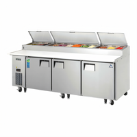 Everest Refrigeration EPPR3 Three-Section Pizza Prep Table, 93-1/8 Inch Wide, Self-Contained Side-Mounted Refrigeration