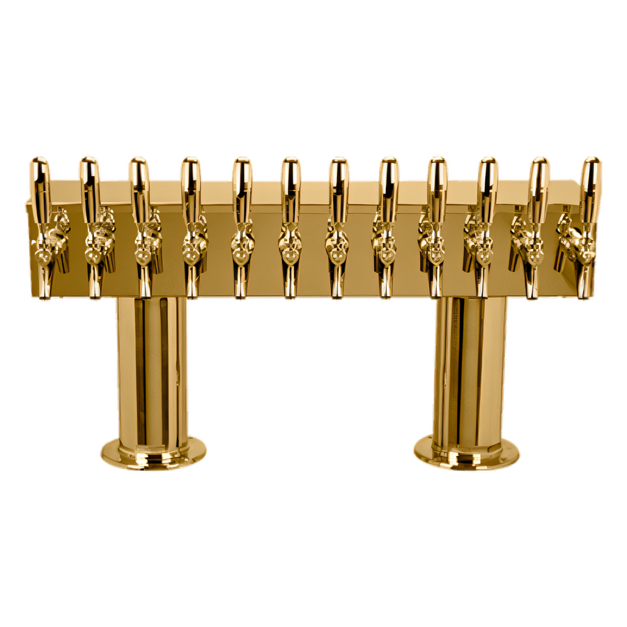 Product image #1 for Micro Matic Double Pedestal Countertop Air-Cooled Draft Beer Tower, 12 Faucets, PVD Brass Finish