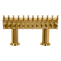 Micro Matic Double Pedestal Countertop Air-Cooled Draft Beer Tower, 12 Faucets, PVD Brass Finish