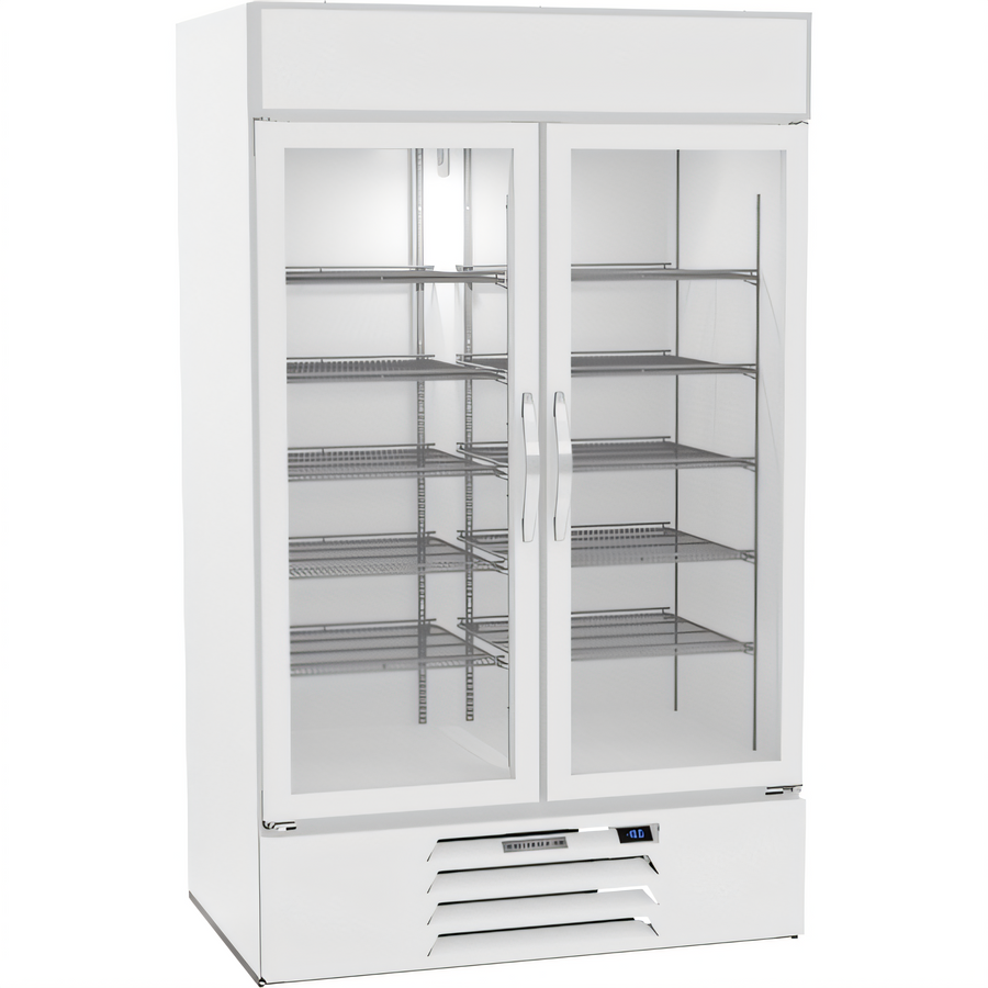 Product image #1 for MarketMax 44 Cu. Ft. Two-Section Reach-In Glass Door Freezer Merchandiser, White, Bottom-Mount, 115V