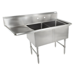 Thumbnail image #1 for John Boos 2B244-1D24L 2-Compartment Stainless Steel Sink, 24 x 24 x 14-Inch Bowls, 24-Inch Left Drainboard, 16-Gauge