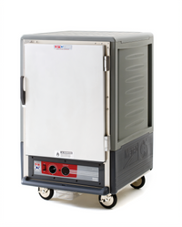 Metro C5 3 Series Half-Height Heated Holding Cabinet with Gray Insulation Armour, Solid Door, 17-Pan Capacity