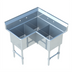 Thumbnail image #1 for Corner 3-Compartment Stainless Steel Commercial Sink with 9-Inch Backsplash