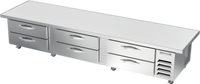 Beverage-Air Three-Section Worktop Cook Stand Refrigerator, 120-Inch, 24.36 Cu. Ft., 6-Drawer, Marine Top, Stainless Steel, Side-Mounted Self-Contained
