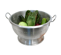 Town Equipment 24 Quart Heavy Duty Aluminum Colander with Riveted Handles and Footed Base