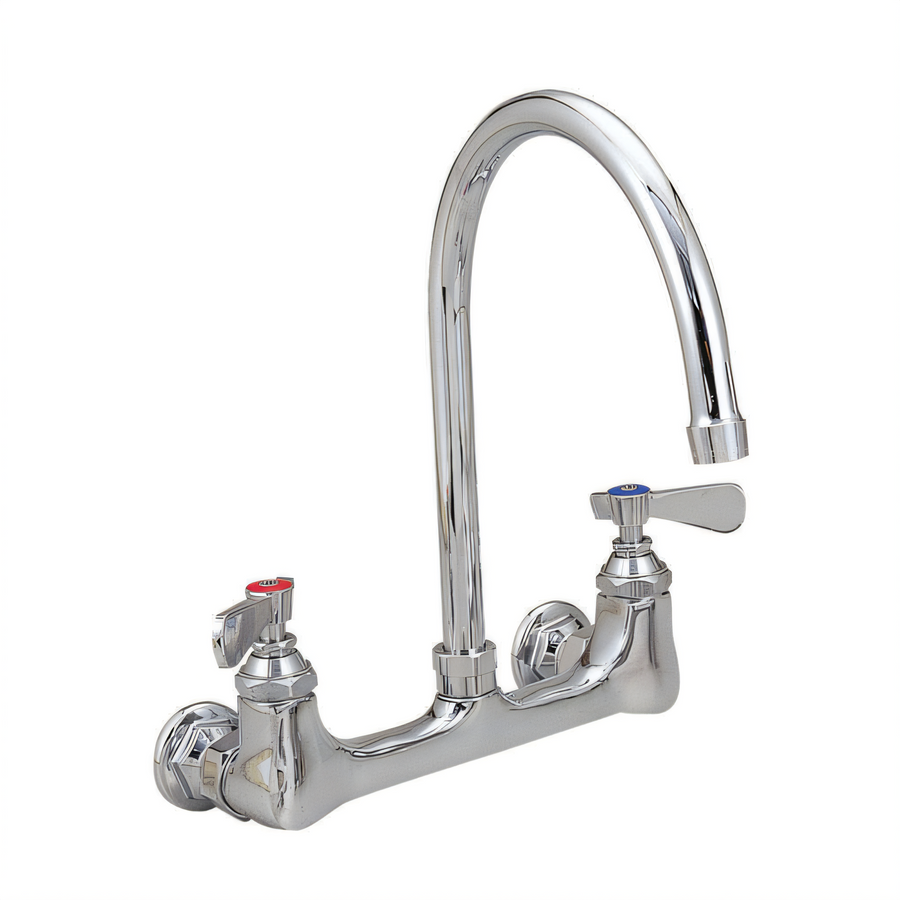 Product image #1 for OptiFlow Heavy Duty Splash-Mounted Gooseneck Faucet, 8" Centers, 5" Spout